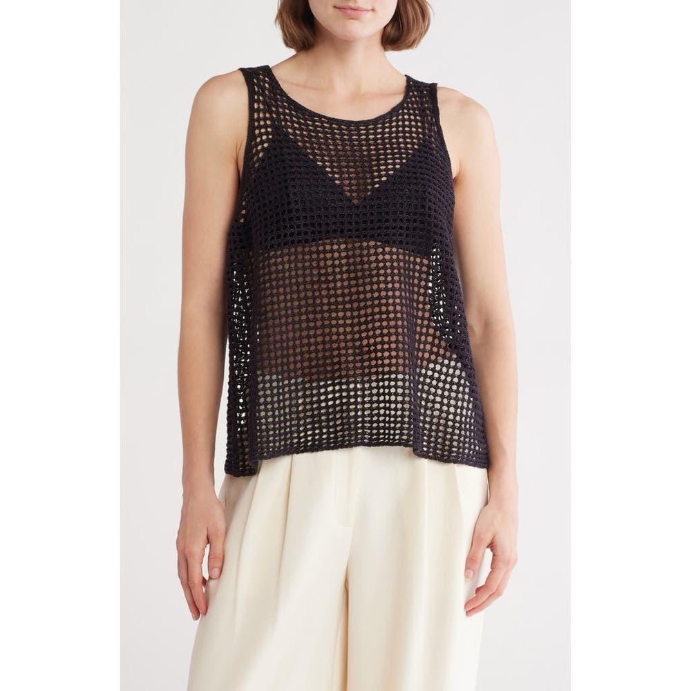 Eileen Fisher
Women's Black Sheer Organic Linen Sleeveless Sweater medium